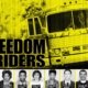 A yellow and black picture of the freedom riders.